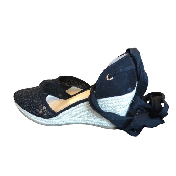 Eva & Zoe Black Lace Wedge Heels size 7 1/2 - Picture 9 of 10